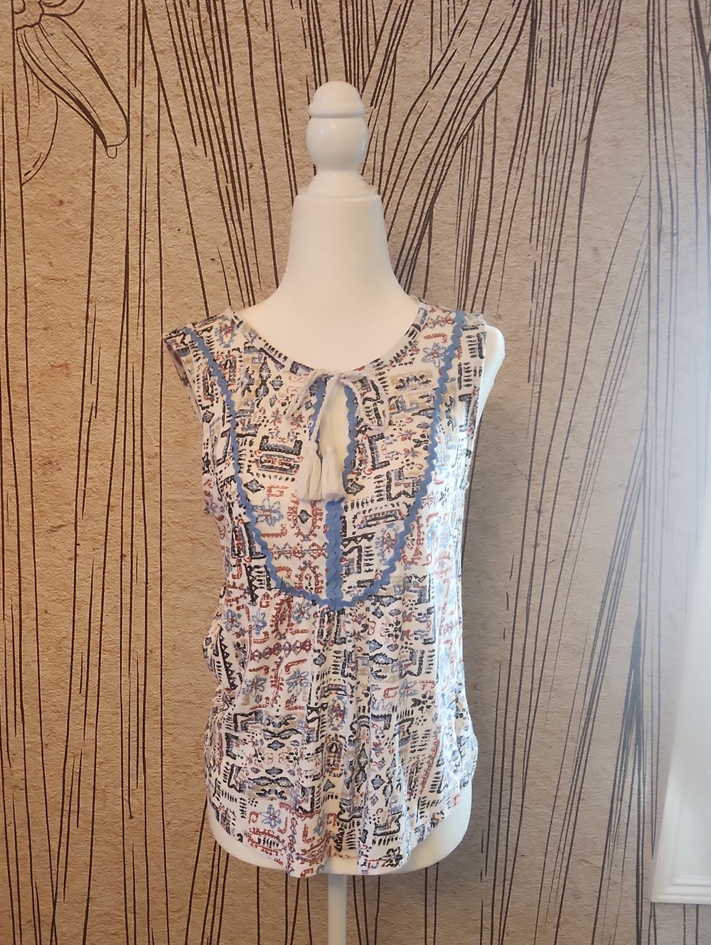 Lucky Brand Aztec Sleeveless Top